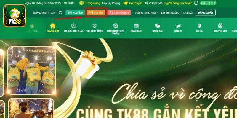 Trang chủ rút tiền TK88 chính thức